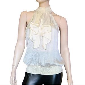 Pleated Front Silk Halter Top